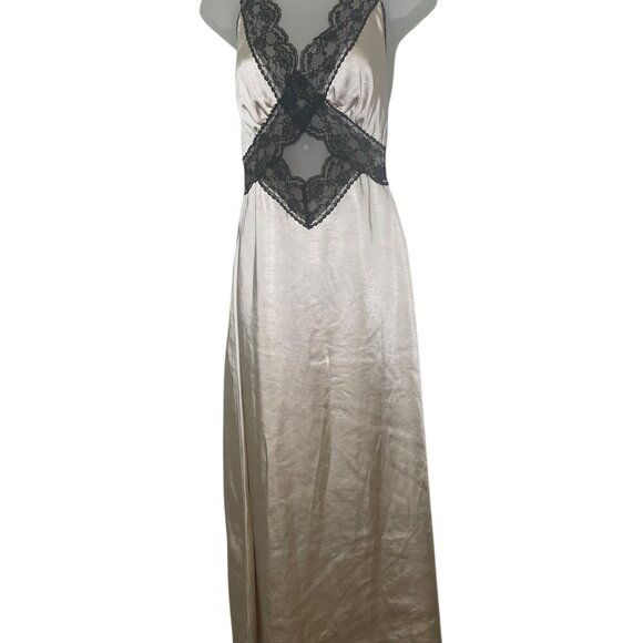 O.P.T. Athina Dress XS Ivory Slip Gown with Black Lace NWT - Picture 2 of 7